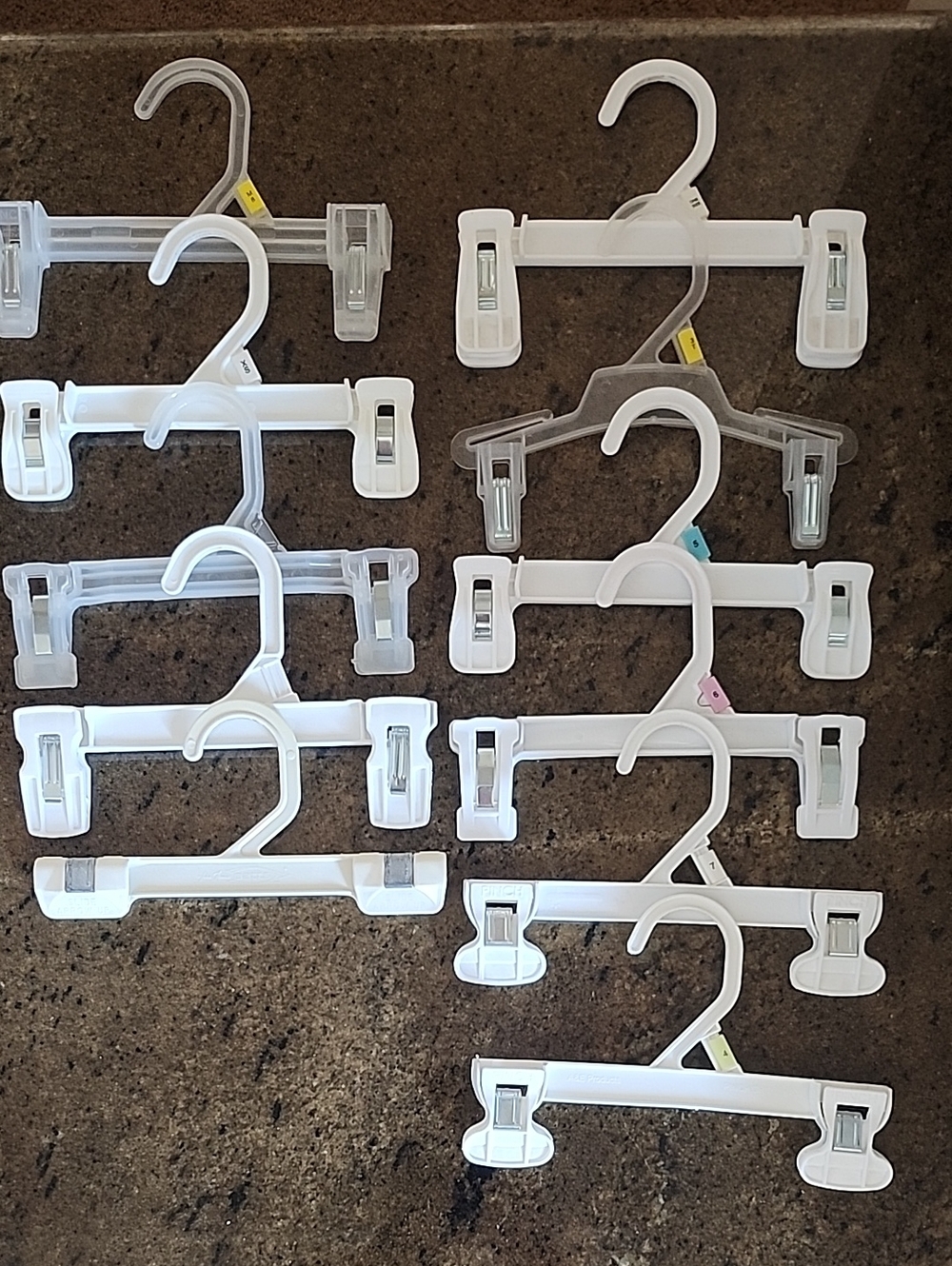 Lot of 27 White and Clear Plastic Hangers for Babies Kids Pants Skirts Shorts - Picture 3 of 5